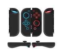 TNP Joycon Case for Nintendo Switch & OLED - Silicone Protective Joy Con Controller Cover With Thumb Grip Caps (Black)