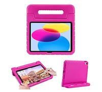 TNP Kids Case for iPad 10th Gen, Shockproof EVA Case Cover with Rotating Stand, Hot Pink