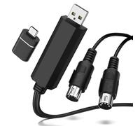 TNP MIDI Cable Set to USB with Type C Adapter 2 in 1 MIDI Piano USB Cord from PC to Keyboard, Synthesizer, Electronic Drum, Electric Blow Pipe, 16 Channels for Windows, Mac, and Android (6 FT)