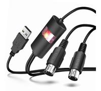 TNP Midi to USB Cable Interface Converter - IN OUT Midi Cable Host Adapter Plug Controller Wire Cord For Keyboard Synthesizer Device to Mac Pc Computer Laptop iPad iPhone Music Studio (Black 6 FT)