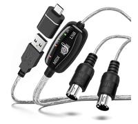 TNP MIDI to USB Cable with USB-C Adapter, 5-Pin Interface for Keyboards