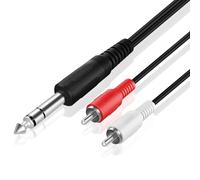 TNP Premium 1/4 Inch (6.35mm) TRS to Dual RCA Cable 3 Feet Balanced TRS Cable 1/4 Inch to 2 RCA Y Splitter, Red and White Male RCA to 1/4 Adapter Headphone Jack