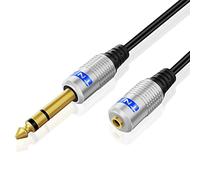TNP Premium 6.35mm to 3.5mm Headphone Adapter Cable (15FT) - 1/4 male to 1/8 Female Audio Cable with Gold Plated Connector - TRS Stereo Jack Cord Extension for Guitar, Amplifier, Speaker, Piano