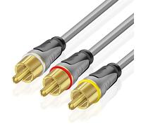 TNP Premium RCA Cable 3 plus 3 RCA to RCA Male to Male AV Cable, 10 Feet RCA Composite Audio Video Cables, Coaxial Subwoofer to Video, Gold-Plated RCA Adapter Cord RCA Connector Plug