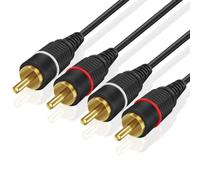 TNP RCA Cables 3ft - Gold Plated 2RCA Male to 2RCA Male Stereo Audio Cable - 2 Channel RCA to RCA Audio Cable - Dual Shielded RCA Cable for Amplifiers, Car Audio, Home Theater, Speakers, Black