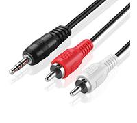 TNP RCA to Aux Cable (10 FT) - Male to Male 2 RCA to 3.5mm Adapter Connector Wire Cord - 2RCA Red and White Audio Cable to AUX Auxiliary Headphone Jack Plug Y Splitter Converter