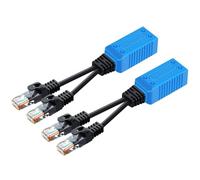 TNP RJ45 Ethernet Cable Combiner/Splitter Kit (1 Pair) - 2 Male to 1 Female POE Data Adapter LAN Ethernet Network Extender Y Splitter Cat5 Cat5e Cat6 UPOE Cable for Surveillance Security Monitoring