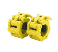 TnP Rubber Barbell Collars - Locking 1" Stanadard Size Weight Clamps Lock Jaw - Quick Release Collar Clips - Bar Clamps Great for Crossfit, Olympic Lifts and Strength Training (Yellow)