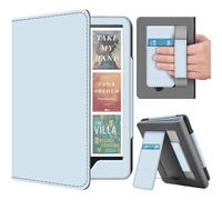 TNP Stand Case for Kindle Paperwhite 12th Generation 2024 / Kindle Colorsoft Signature Edition with Hand Strap & Card Slot - 7" PU Leather Protective Folio Cover with Auto Wake/Sleep, Light Blue