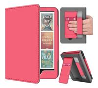 TNP Stand Case for Kindle Paperwhite 12th Generation 2024 / Kindle Colorsoft Signature Edition with Hand Strap & Card Slot - 7" PU Leather Protective Folio Cover with Auto Wake/Sleep, Light Pink