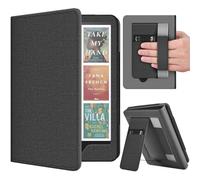 TNP Stand Case for Kindle Paperwhite 12th Generation 2024 / Kindle Colorsoft Signature Edition with Hand Strap & Card Slot - 7" PU Leather Protective Folio Cover with Auto Wake/Sleep, Black
