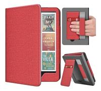 TNP Stand Case with Strap for Kindle Paperwhite 12th Gen 2024 / Kindle Colorsoft Signature Edition - 7" PU Leather Protective Folio Cover with Auto Wake/Sleep & Card Slot, Red
