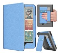 TNP Stand Case with Strap for Kindle Paperwhite 12th Gen 2024 / Kindle Colorsoft Signature Edition - 7" PU Leather Protective Folio Cover with Auto Wake/Sleep & Card Slot, Denim Blue