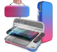 TNP Switch 2 Carrying Case - Protective Hard Shell Travel Carry Case for Nintendo Switch 2 2025 with 2 Pack Screen Protector, 10 Game Card Slot, Large Capacity Portable Storage Pouch, Pink + Blue