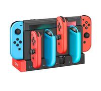 TNP Switch Charging Dock for Nintendo Switch Controller Charger Station and Switch OLED, Support 4 Joy con Holder with LED Indicator, Remote Docking Stand Base Attachment (Black, Red)