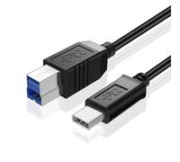 TNP USB Type C (USB-C) to Type B (USB-B) Cable (6FT) Black -Upstream SuperSpeed Standard USB 3.1 Male Port With Reversible Type C Connector Design For Printer Scanner
