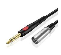TNP XLR to 1/4 TRS Balanced Cable 6ft - Male XLR to 1/4 Quarter Inch 6.35mm Audio Stereo Interconnect Gold Plated Patch Cable for Microphones, Powered Speakers, Studio Sound Consoles