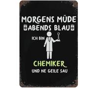 TNRYHTA Morgens Mude Abends Blue Science Chemistry Metal Signs Tin Poster Iron Painting Wall Decoration Aluminum Sign Plaque Kitchen Home Garage Decor-8x12in, tinsign-1