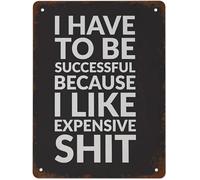 TNRYHTA Vintage Metal Signs I Have To Be Successful Because I Like Expensive Things Feminine Home Decor Aluminum Poster Wall Art Tin Sign Funny Decorations For Home Farm Club Wall Decor Plaque-8x12in