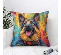 TNSGHAVED 3D Printed German Shepherd Dog Throw Pillow Covers Square Cushion Cover Decorative Super Soft Pack of 1 for Patio,Couch, Tent, Balcony And Sofa 45x45cm
