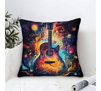 TNSGHAVED 3D Printed Guitar Throw Pillow Covers Square Cushion Cover Garden Cushion Super Soft Pack of 1 for Sofa Couch Bed 50x50cm