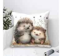 TNSGHAVED 3D Printed Hedgehog Square Pillowcases Square Throw Pillow Garden Cushion Super Soft Pack of 1 for Sofa Couch Bed 40x40cm