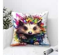 TNSGHAVED 3D Printed Hedgehog Throw Pillow Covers Square Throw Pillow Garden Cushion Super Soft Pack of 1 for Sofa Couch Bed 45x45cm