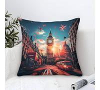 TNSGHAVED 3D Printed London Cityscape Throw Pillow Covers Throw Pillow Case Garden Cushion Super Soft Pack of 1 for Patio,Couch, Tent, Balcony And Sofa 45x45cm
