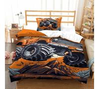 TNSGHAVED 3D Printed Monster Truck Ultra Truck Duvet Cover with Pillowcases Bedding Set with Zipper 3pcs Soft Microfiber Quilt Cover Set Single（135x200cm）