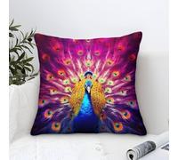 TNSGHAVED 3D Printed Peacock Square Pillowcases Pillow Case Cushion Garden Cushion Super Soft Pack of 1 for Sofa Couch Bed 40x40cm