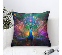TNSGHAVED 3D Printed Peacock Throw Pillow Covers Square Cushion Cover Garden Cushion Super Soft Pack of 1 Home Decor for Sofa Bedroom 40x40cm