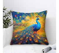 TNSGHAVED 3D Printed Peacock Throw Pillow Covers Square Throw Pillow Decorative Super Soft Pack of 1 for Sofa Couch Bed 45x45cm
