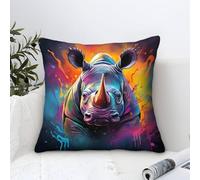 TNSGHAVED 3D Printed Rhinoceros Throw Pillow Covers Pillow Case Cushion Garden Cushion Super Soft Pack of 1 for Sofa Couch Bed 45x45cm