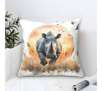 TNSGHAVED 3D Printed Rhinoceros Throw Pillow Covers Throw Pillow Case Garden Cushion Super Soft Pack of 1 for Sofa Couch Bed 45x45cm