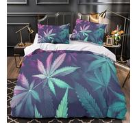 TNSGHAVED CannabisLeafArt Comforter Cover 3D Print Wrinkle-Resistant 3PCs Bed Linen Hidden Zipper Quilt Cover Extra Soft Washable for Teens Youth Adults Women Kids Boys Double（200x200cm）