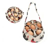 TNSLAND 20 cm Egg Collection Basket, Egg Basket with 7 Bags, Mini Durable Canvas Egg Collection Basket with Handle, Chicken Eggs to Keep Warm, for Farmhouse, Chicken Coop, Chicken, Duck, Goose (Beige)