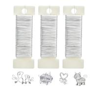 TNSLAND 3 Rolls of Jewellery Crochet Wire Diameter 0.3 mm, 50 m Craft Wire Thin Silver Wire for Crafts Jewellery Wire Craft Wire Silver Bead Wire Thin Wire for Crafts for Bouquet Stem Wrap