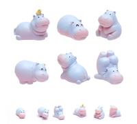 TNSLAND 6 Pieces Mini Hippo Car Dashboard Figures Set, Cute Hippo Car Decorations, Hippo Figures Ornament, Funny Car Parts Dashboard Figures for Dashboard, Interior