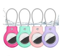 TNSNK 4 Pack Waterproof for AirTag Holder with Cable Wire, Anti-Lost Secure Keychain for Apple AirTag, Shockproof Case for Keys/Luggage/Backpacks/Pets, No Signal & Sound Interference