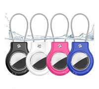 TNSNK 4 Pack Waterproof for AirTag Holder with Cable Wire, Anti-Lost Secure Keychain for Apple AirTag, Shockproof Case for Keys/Luggage/Backpacks/Pets, No Signal & Sound Interference