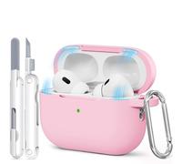 TNSNK for AirPods Pro 2nd/1st Case Cover (2023/2022/2019), Magnetic Lid Soft Silicone Protection Case, with Clean Kit & Keychain - [Support Wireless Charging] - (for AirPods Pro 2nd/1st Case, A-Pink)
