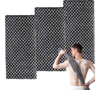 TNSOYCA 3 Pcs Japanese Back Scrubber,Exfoliating Shower Towel, Extra Long Towel, Exfoliating Washcloth Face & Body Scrub (Black)