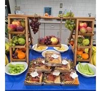 Tnstbiee 3 Tier Cupcake Stand - Wooden Display Stand for Desserts, Fruits, Nuts, Cheese - Removable Trays and Foldable Stand - Perfect for Parties and Events - Rustic and Unique Wooden Serving Tray