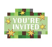 amscan 491778 TNT Pixelated Postcard Invitation Cards - 8 Pcs, Green