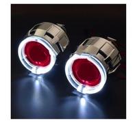 TNTGEBFVBG Angel Eye Kit LED Angel Eyes Halo 2.5 Inch Bi-xenon Projector Lens Devil H4 H7 Headlight Retrofit H1 Xenon Lamp Motorcycle Car Tuning Headlight Angels Eyes(White Red)