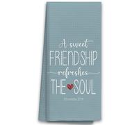 TNUW A Sweet Friendship Refreshes The Soul Kitchen Towels 16X24In, Gift for Friend Woman Dish Towels, Christian Gifts for Women Men, Friendship Gifts Hand Tea Towels for Kitchen Bathroom Decor(Blue)