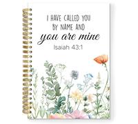 TNUW Christian Floral Spiral Notebook, Bible Isaiah 43:1 Scripture Floral Journal Notebooks for Note Taking, Christian Gifts for Women, Bible Journaling Hardcover Notebook Journal, 5.5x8.3 Inch