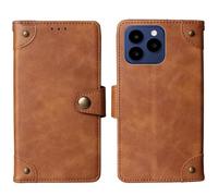 Tnviud Flip Genuine Premium Leather Phone Gel Case for AGM N2 Mini 5" Cover Etui Protective Protector Wallet Shell Bumper (Brown)