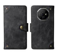 Tnviud Flip Genuine Premium Leather Phone Gel Case for Blackview FORT 1 6.56" Cover Etui Protective Protector Wallet Shell Bumper (Black)