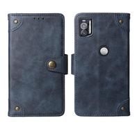 Tnviud Flip Genuine Premium Leather Phone Gel Case for Crosscall STELLAR X5s / X5s Chamonix Mont Blanc 6.49" Cover Etui Protective Protector Wallet Shell Bumper (Blue)